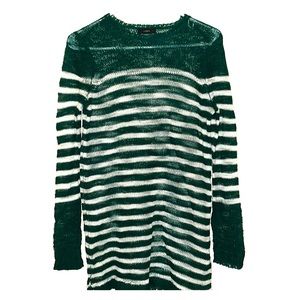 J. Crew striped sweater green & white crewneck M